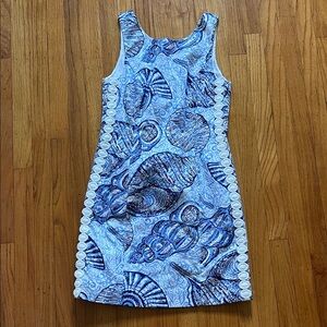 Lilly Pulitzer Blue and White Shell Print Mini Dress